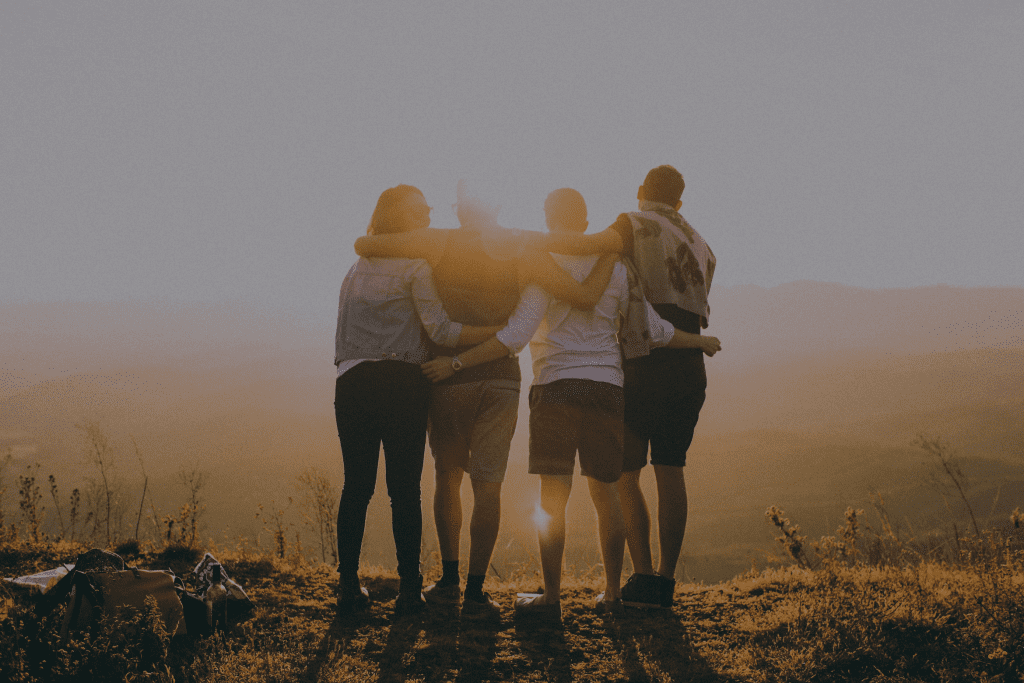 Grupo de amigos de viaje